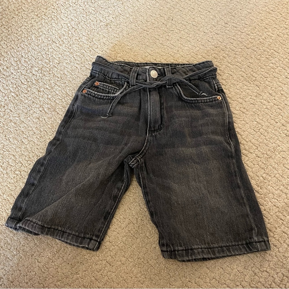 Zara Black Denim Shorts with tie Size 8